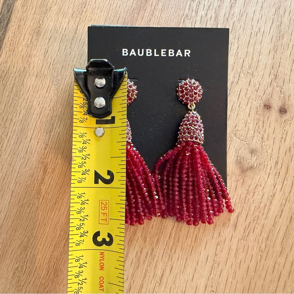 NWT Baublebar Annabelle Red Tassel Drop Earrings - Gold Accent - Picture 4 of 5